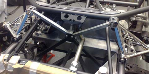 Image of Front suspension detail of kit car built in our workshop