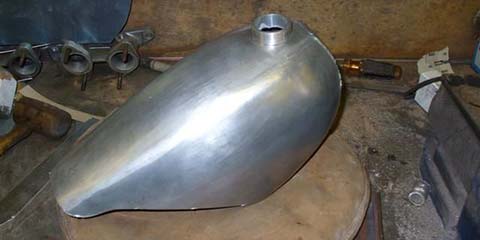 Image of The fuel tank on this classic Seeley Honda was beyond redemption so a new one was made